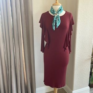 Rust colored soft ribbed knit maxi dress